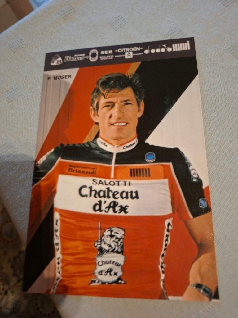 Foto (Repro) Francesco Moser / Château d'Ax 1988, Ophalen of Verzenden, Zo goed als nieuw, Overige sporten, Poster, Plaatje of Sticker