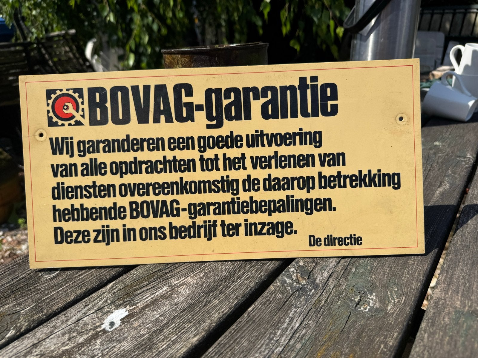 Vintage BOVAG-garantie bord - Authentiek reclamebord, Verzamelen, Reclamebord, Gebruikt, ., Ophalen of Verzenden