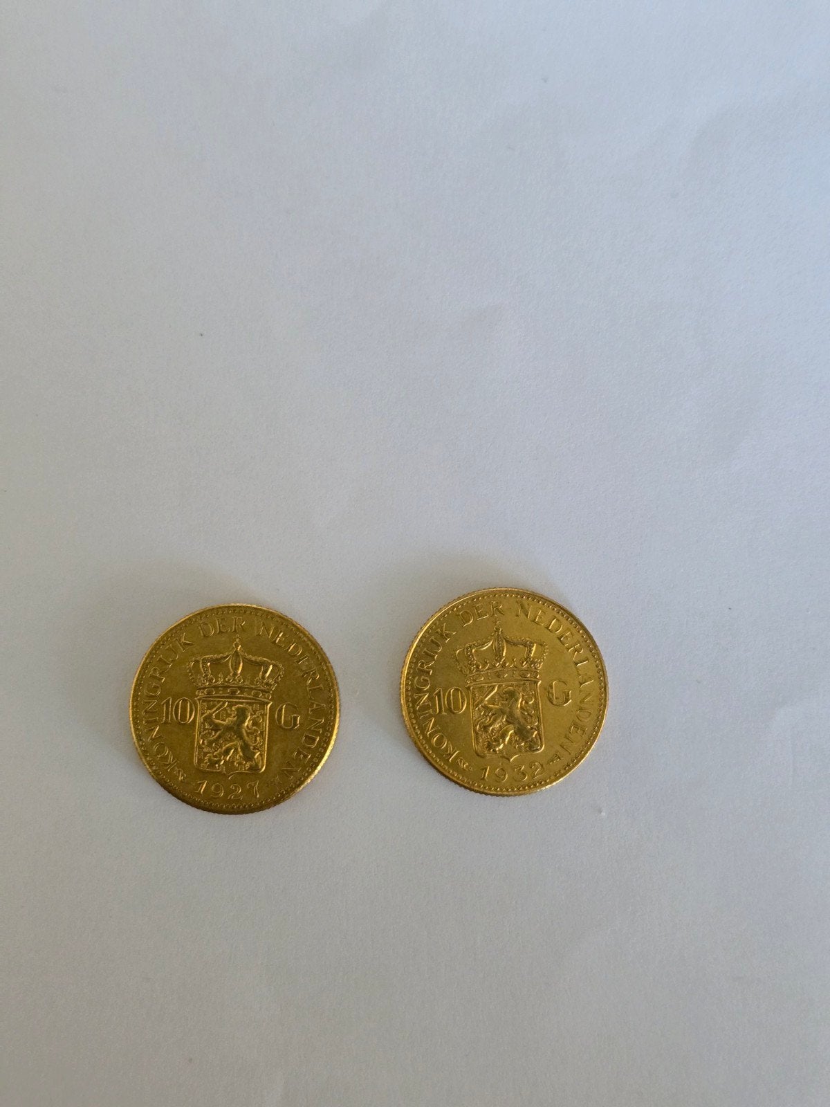 2x Gouden Tientje Koningin Wilhelmina 1927 & 1932, Postzegels en Munten, Setje, Koningin Wilhelmina, 10 gulden, Goud