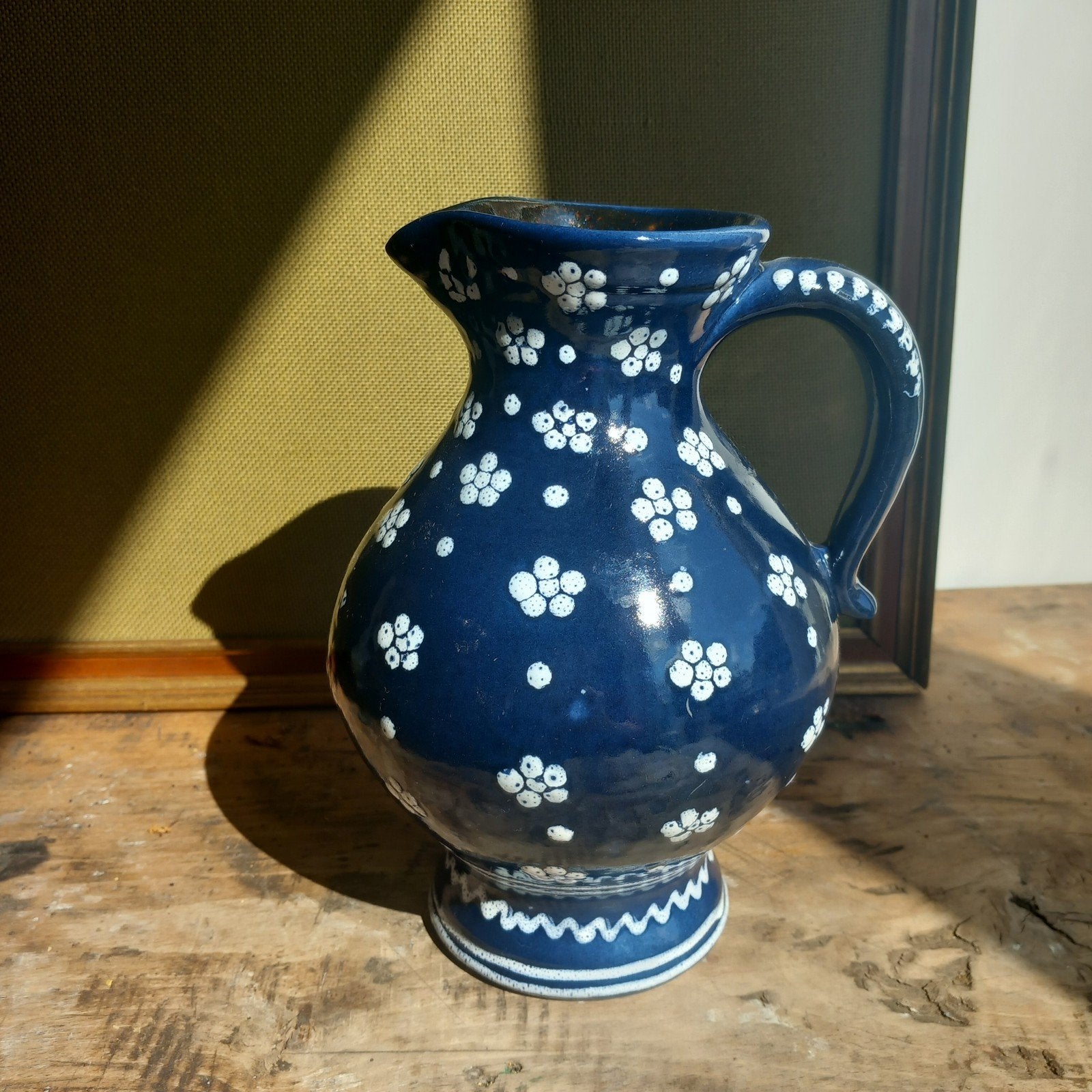 Vintage Oostenrijkse Keramische Kan met Bloemenpatroon, Ophalen of Verzenden