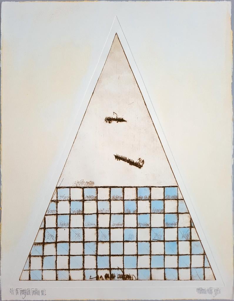 De Haakse Hoeken Nr. 1 - Kunstenaar: Adriaan Nette, 50 cm, 65 cm, Ophalen of Verzenden, Gesigneerd