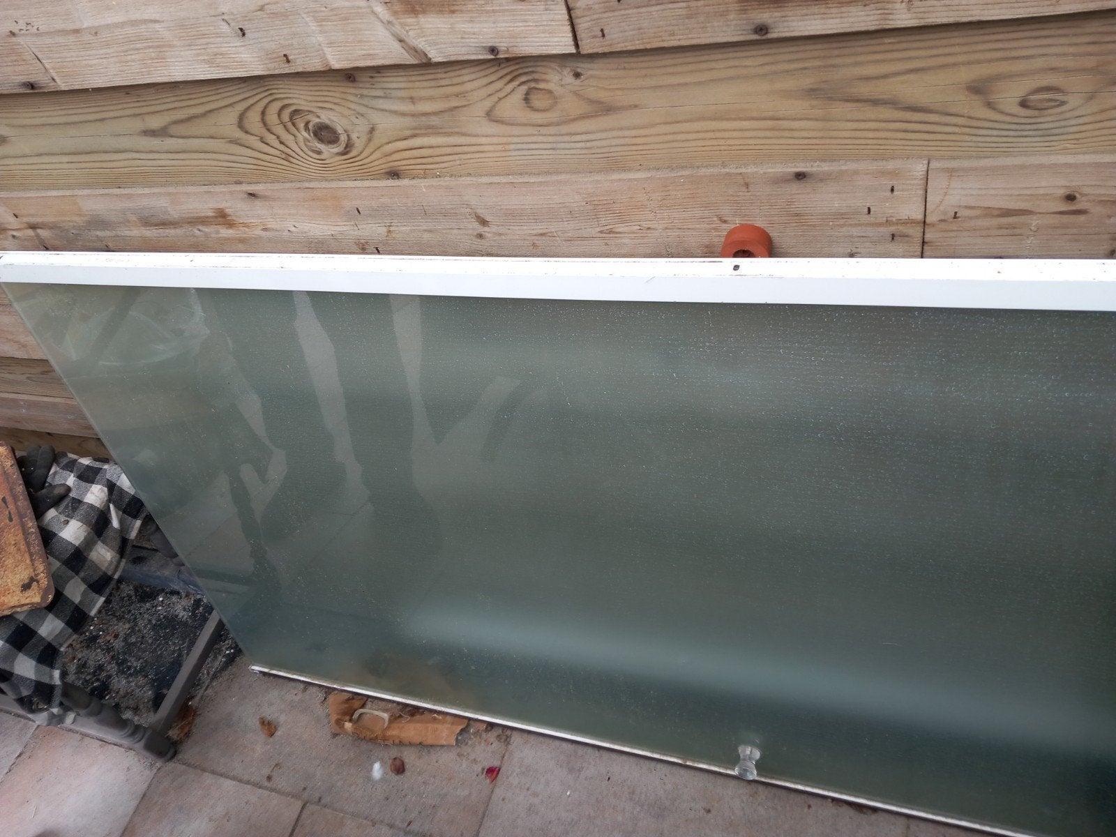 Glazen Douchedeur met Bovensteun - Gemêleerd en Draaibaar, Ophalen, Gebruikt, Glas, Douche