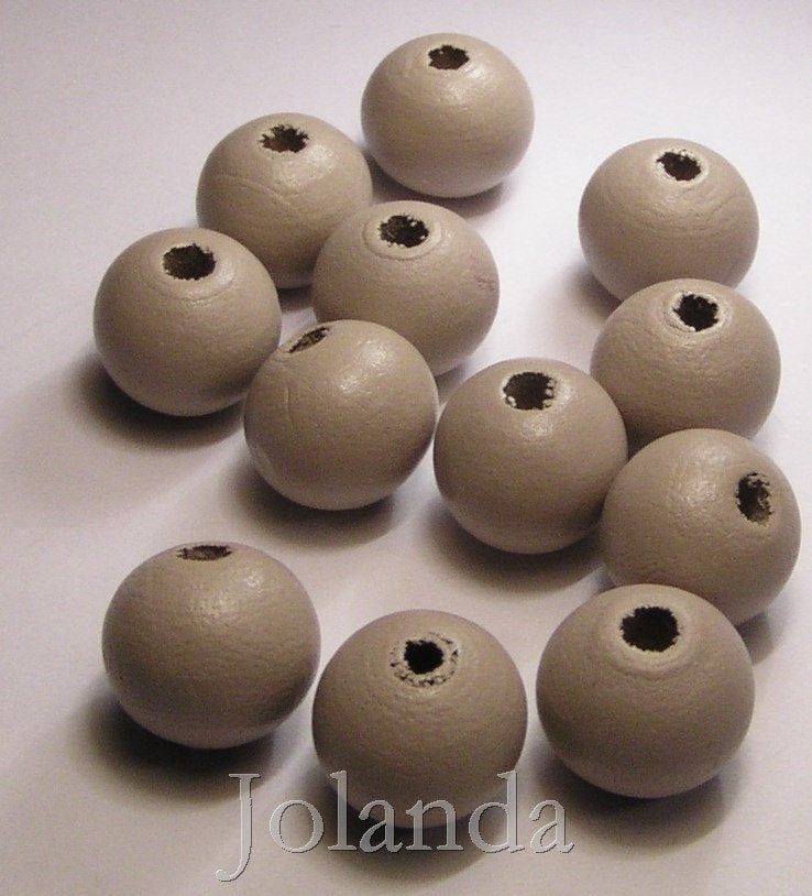0049 Bruin Grijze Houten Kralen (12 mm), Ophalen of Verzenden, Nieuw, Kraal