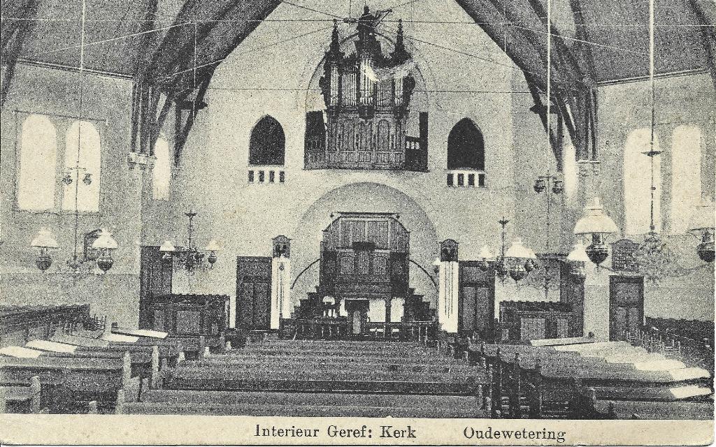 Oude Wetering Geref Kerk interieur orgel, Ophalen of Verzenden, Voor 1920, Ongelopen, Zuid-Holland