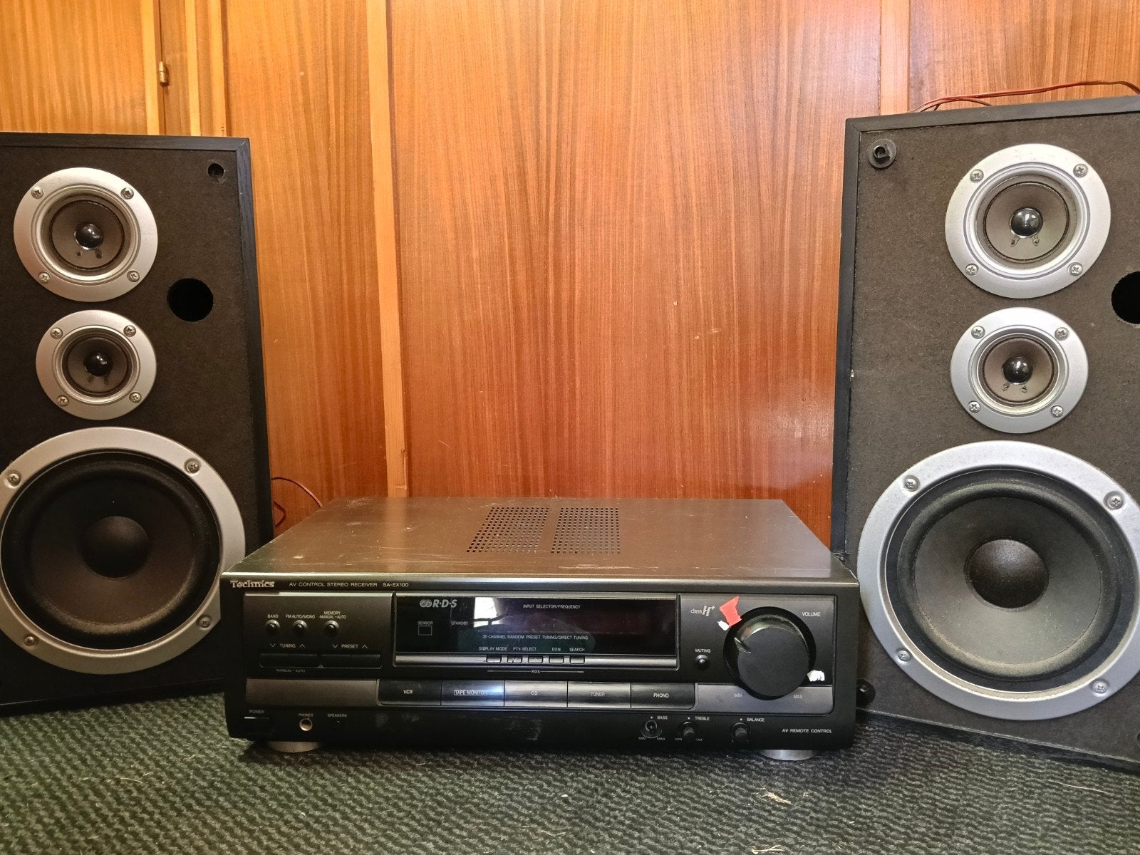Technics SA-EX100 AV Control Stereo Receiver met speakers, Gebruikt, 60 tot 120 watt, Stereo, Ophalen