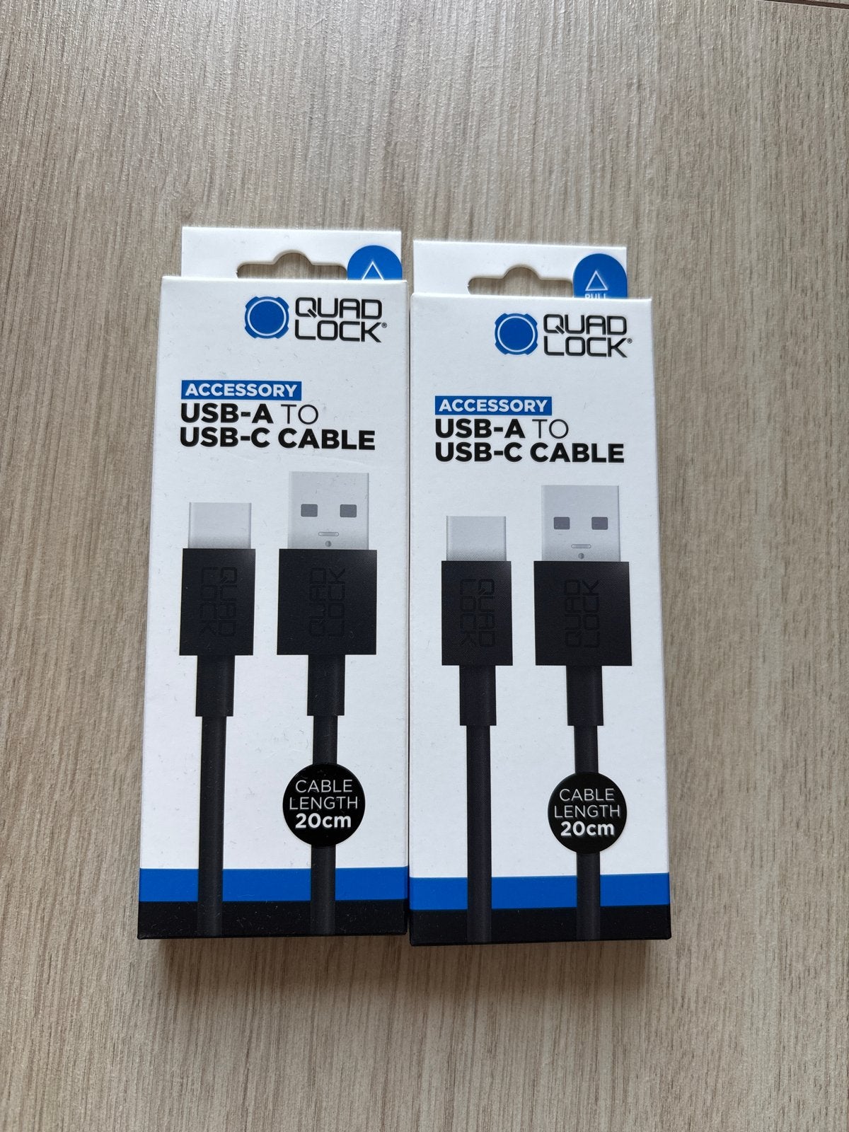Quad Lock USB-A naar USB-C kabel 20cm (2 stuks), Ophalen of Verzenden, Nieuw