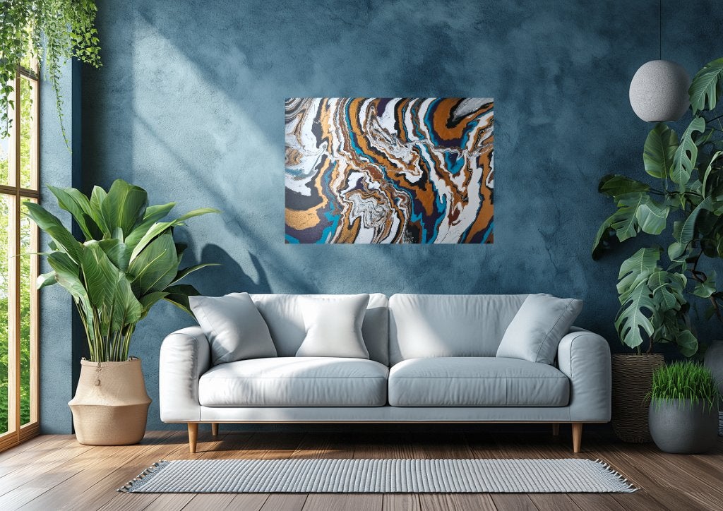 schilderij gegoten pouring art kunst canvas uniek, Ophalen of Verzenden