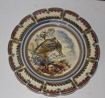 Delft's wandbord handgeschilderd IJsvogel met vis  134505, Ophalen of Verzenden