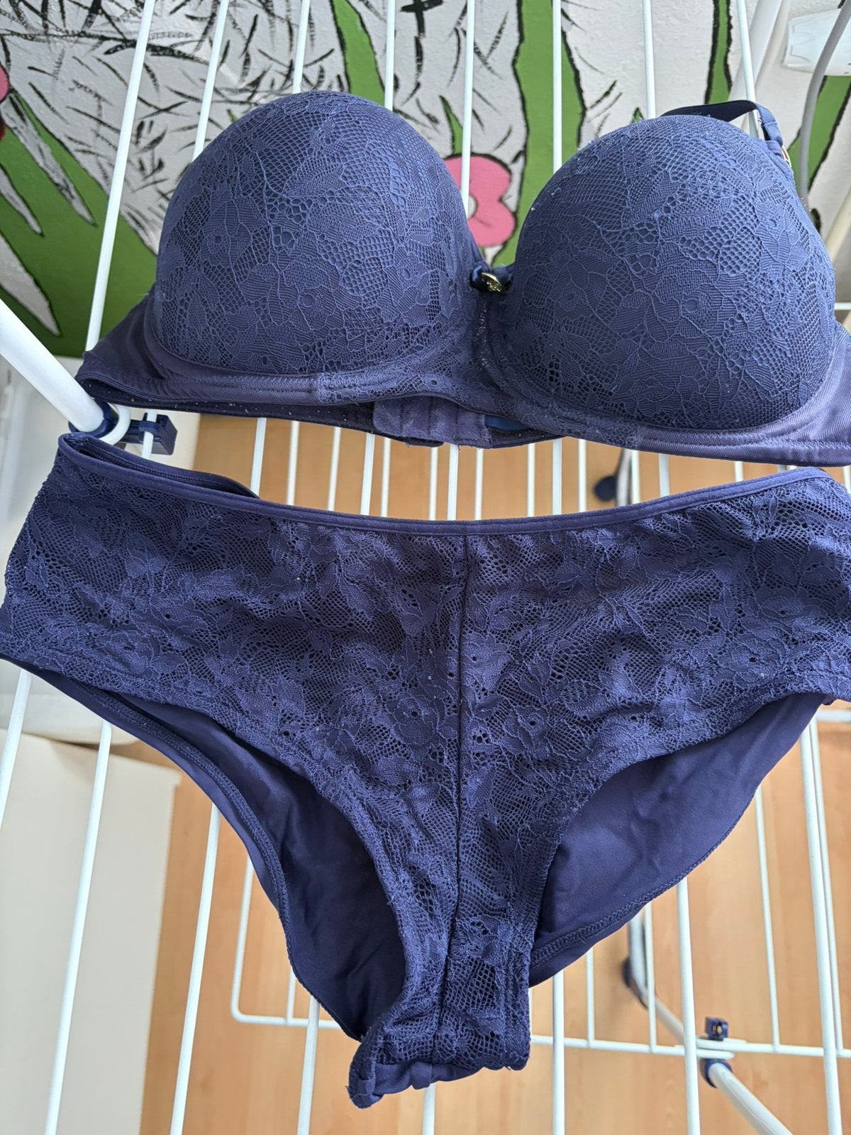 Donkerblauwe set van Marlies Dekkers maat 80E en M, Ophalen of Verzenden, Zo goed als nieuw, Blauw, Bikini