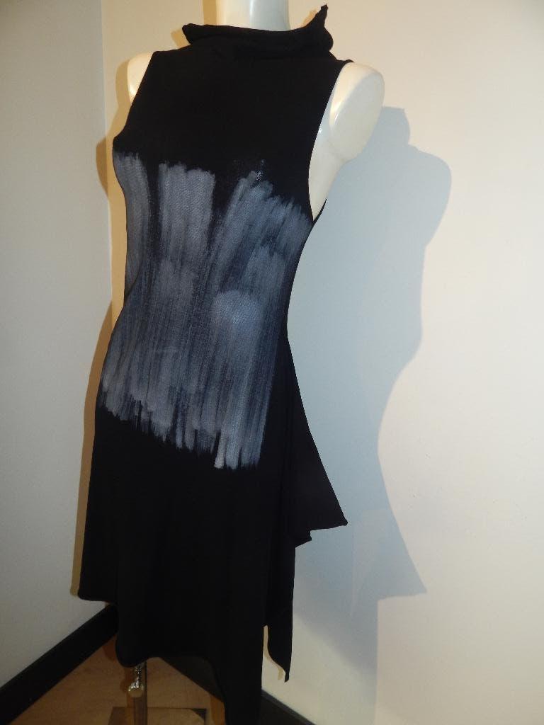 Sarah Pacini aparte zwarte jurk uitstaand deel wit print one, Verzenden, Sarah Pacini, Zwart, Maat 42/44 (L)