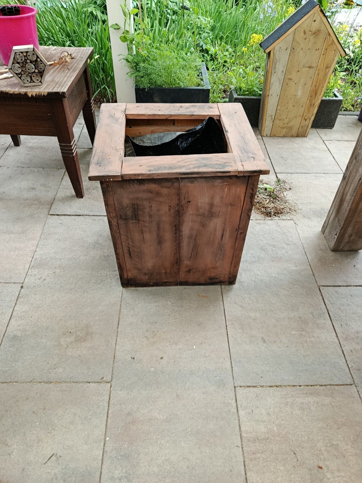 Houten plantenbak, groot, Tuin en Terras, Bloembakken en Plantenbakken, Ophalen, Rond, Hout, Binnen