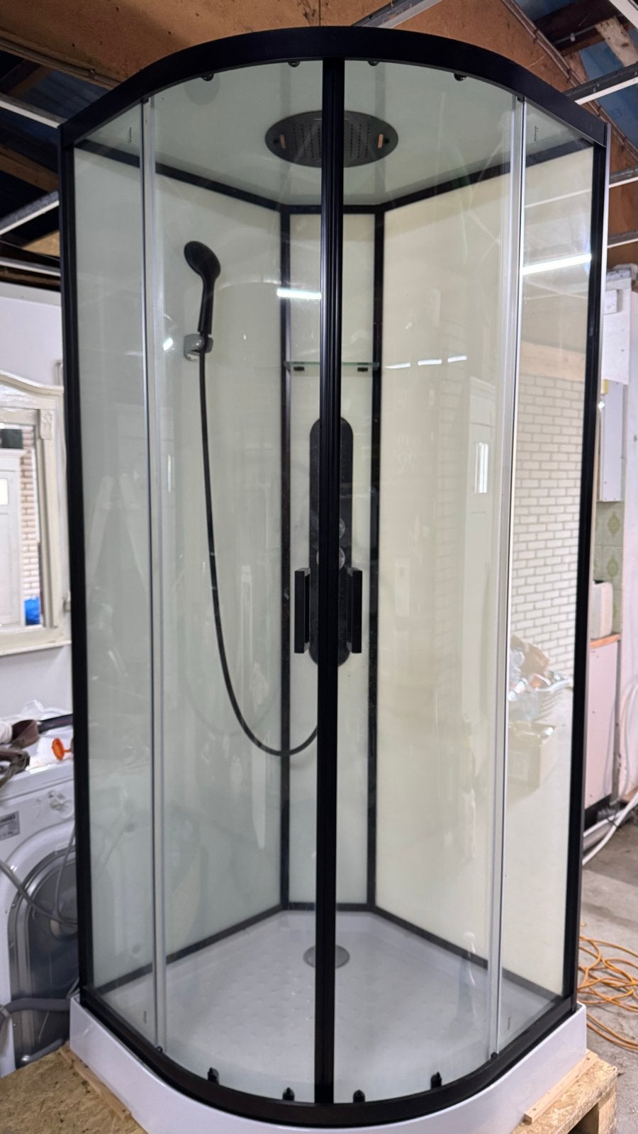 Moderne douchecabine met regendouche en handdouche, Doe-het-zelf en Verbouw, Ophalen, Zo goed als nieuw, Glas, Douche