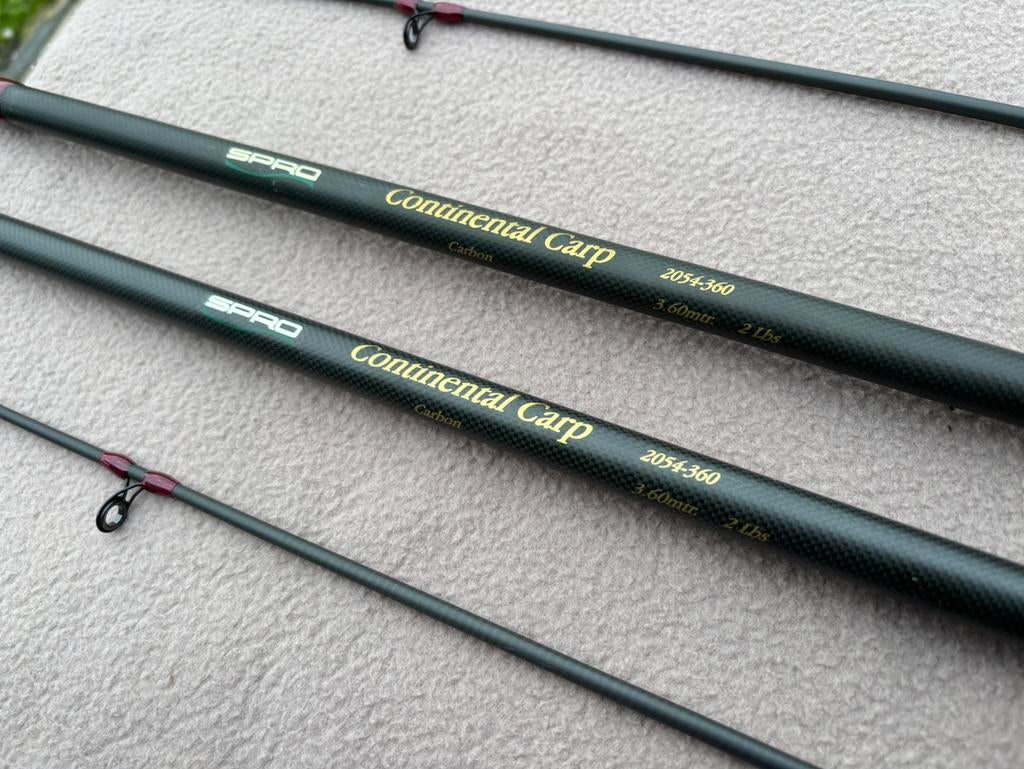 2 x spro continental 12ft 2lbs hengels / penhengel, Watersport en Boten, Hengelsport | Karpervissen, Ophalen, Gebruikt, Werphengel