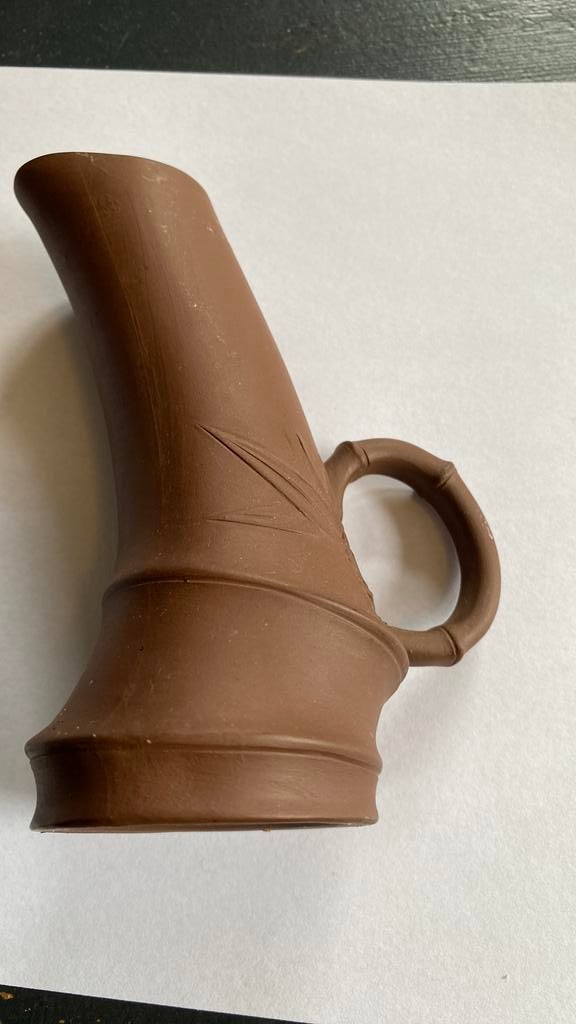 Yixing klei theepot zonder deksel, gemaakt in vorm bamboetak, Ophalen of Verzenden