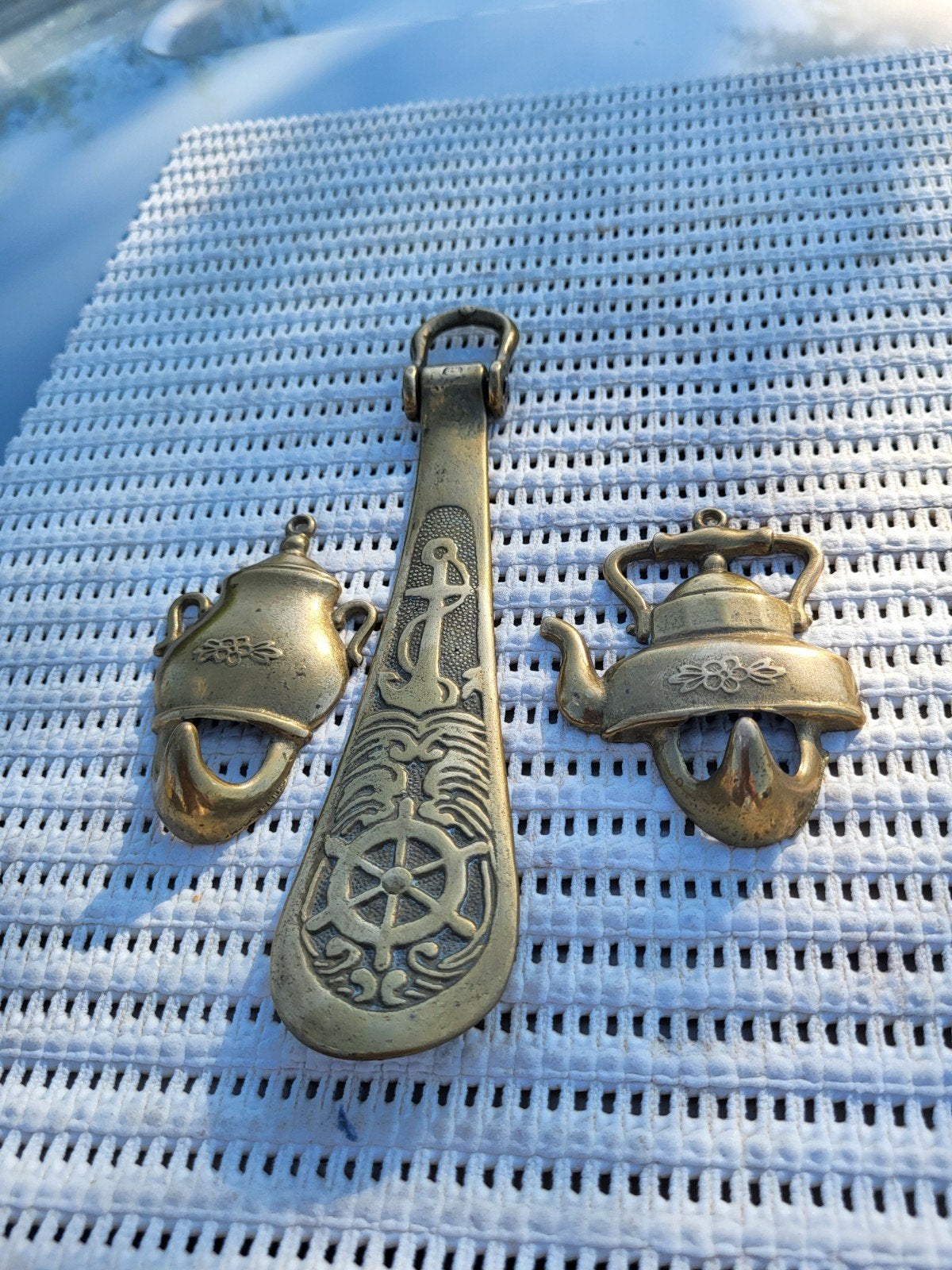 Vintage messing nautische decoratie set (3 stuks), Ophalen of Verzenden