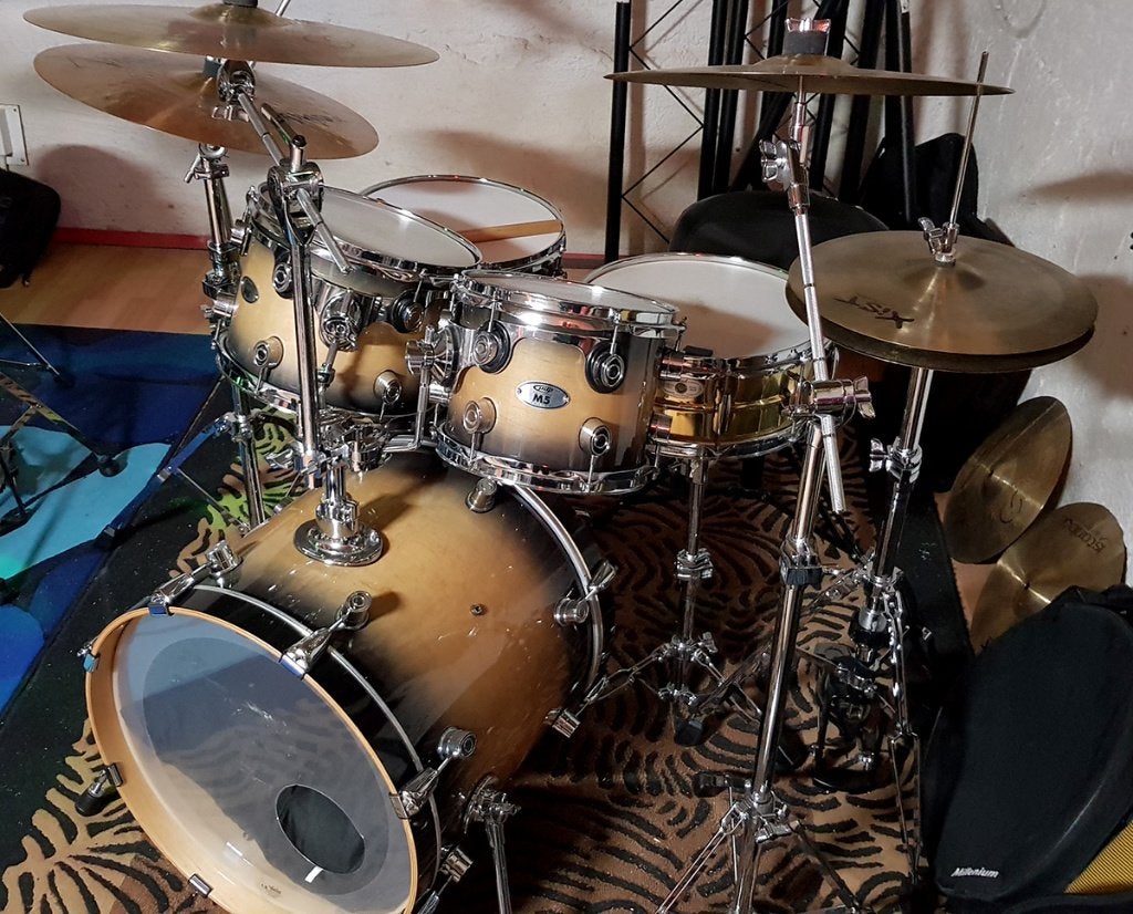 PDP Drumstel zeer compleet inc Pearl Sensitone Brass snare, Ophalen, Zo goed als nieuw, Overige merken