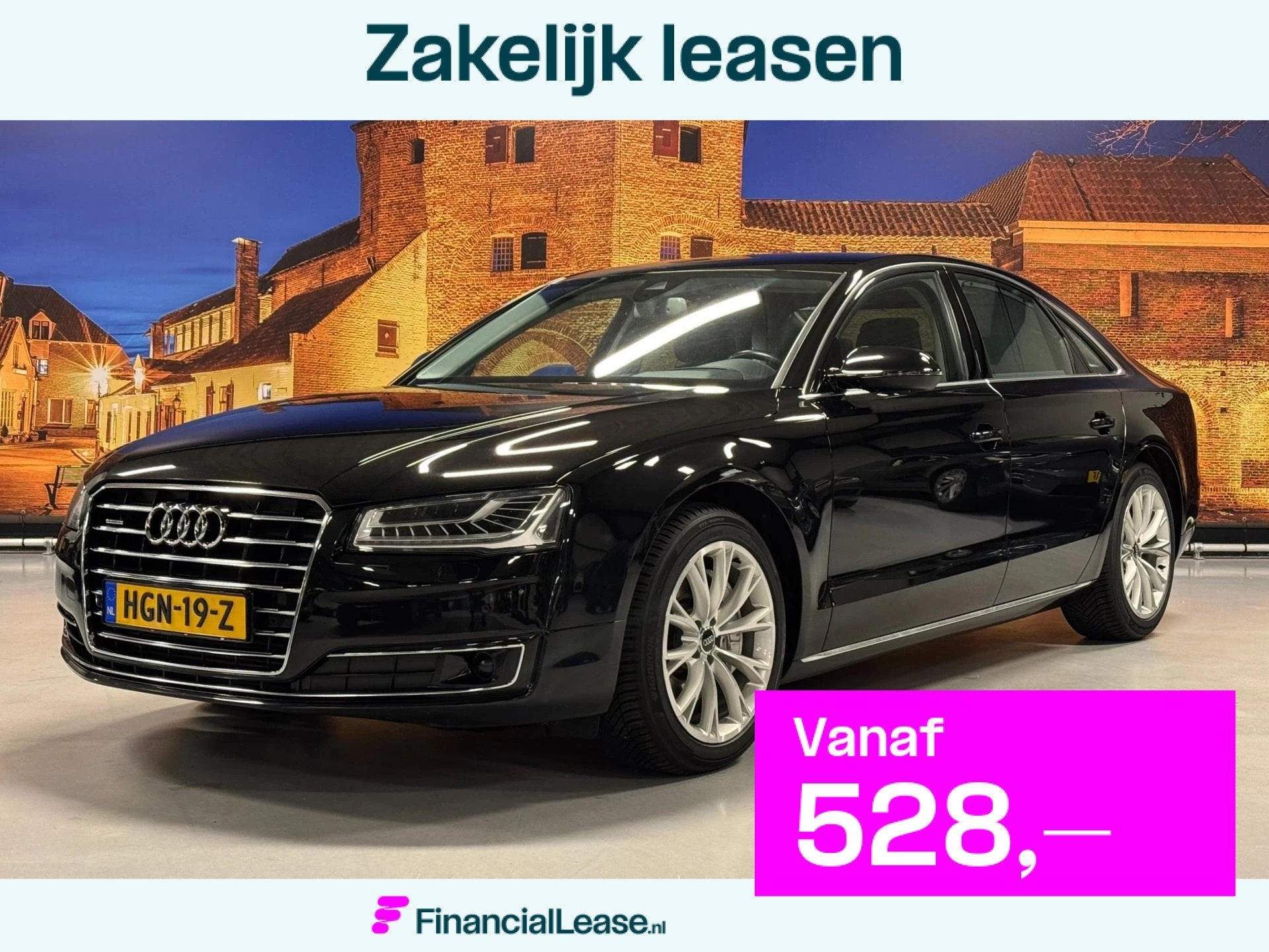 Audi A8 3.0 TDI Quattro Pro Line Automaat Leer HUD LED, Automaat, Dealer onderhouden, Zwart, Leder