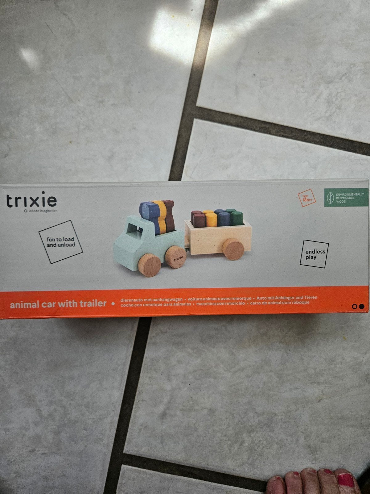 Trixie Dierenauto met aanhanger en blokken, Ophalen of Verzenden, Nieuw, Auto, Met wieltjes