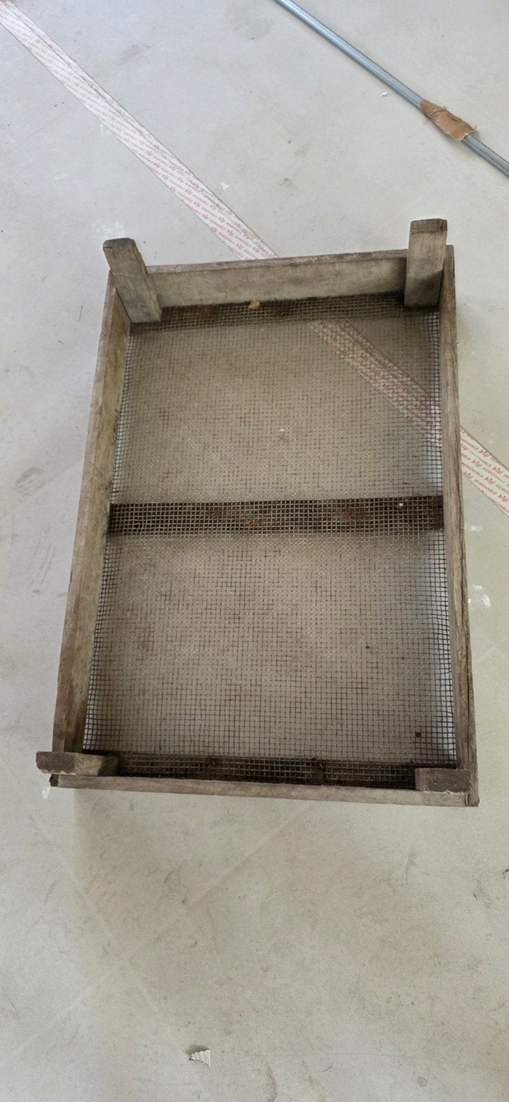 Vintage houten zeef / bak voor decoratie, Ophalen