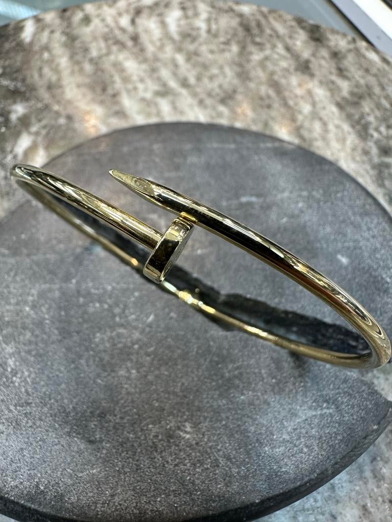 Elegante 14k Gouden Spijker Armband - Uniek Design, Ophalen of Verzenden, Nieuw, Goud