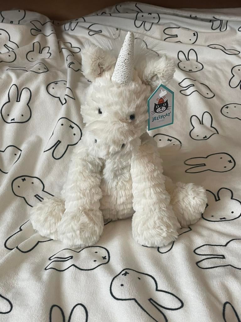 Zeer zeldzame Jellycat fuddlewuddle unicorn met kaartjes, Ophalen of Verzenden, Nieuw, Overige typen