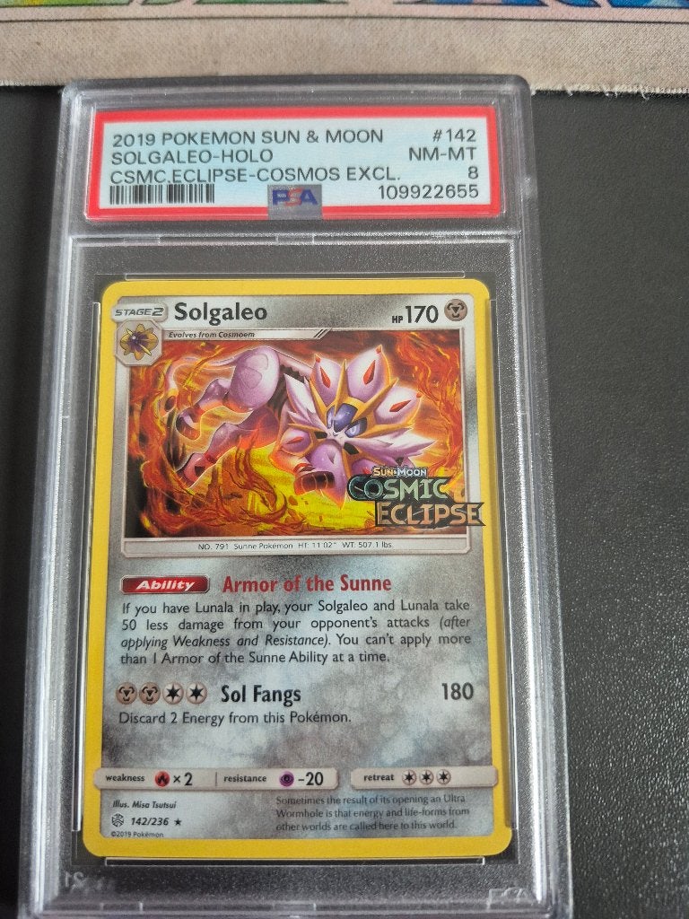 2019 pokomon Solgalea sun & moone psa8, Ophalen of Verzenden, Nieuw, Losse kaart