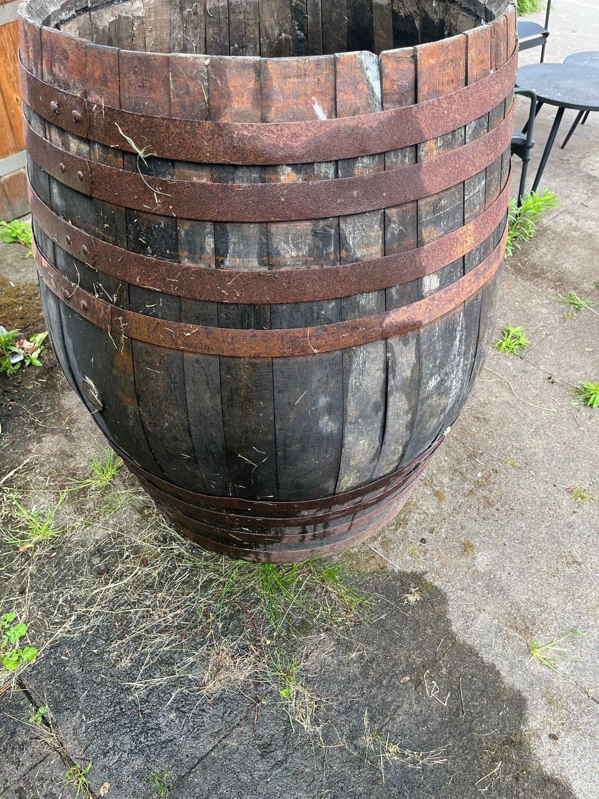 Houten ton met kraantje - Decoratieve regenton, Ophalen, Gebruikt, Met kraantje, 150 liter of meer