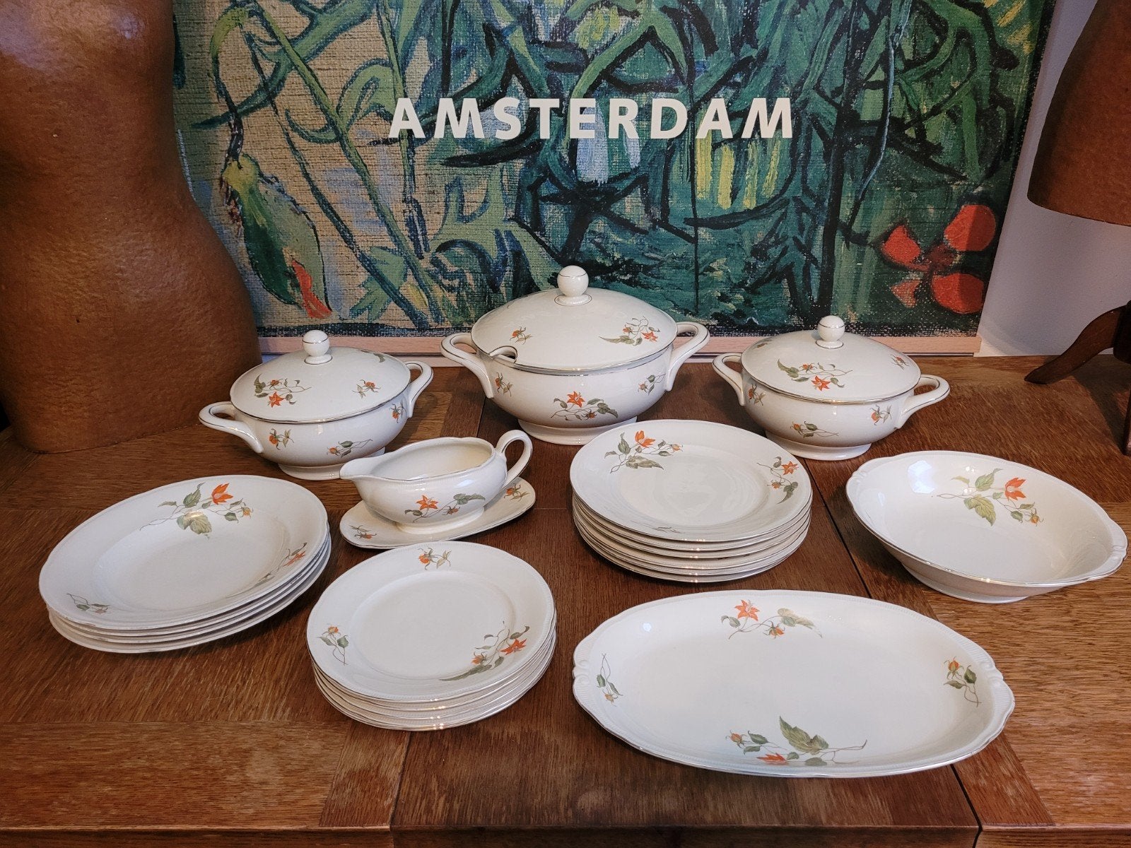 Jaren '30 Vintage Bavaria Porseleinen Servies met Bloemmotie, Ophalen