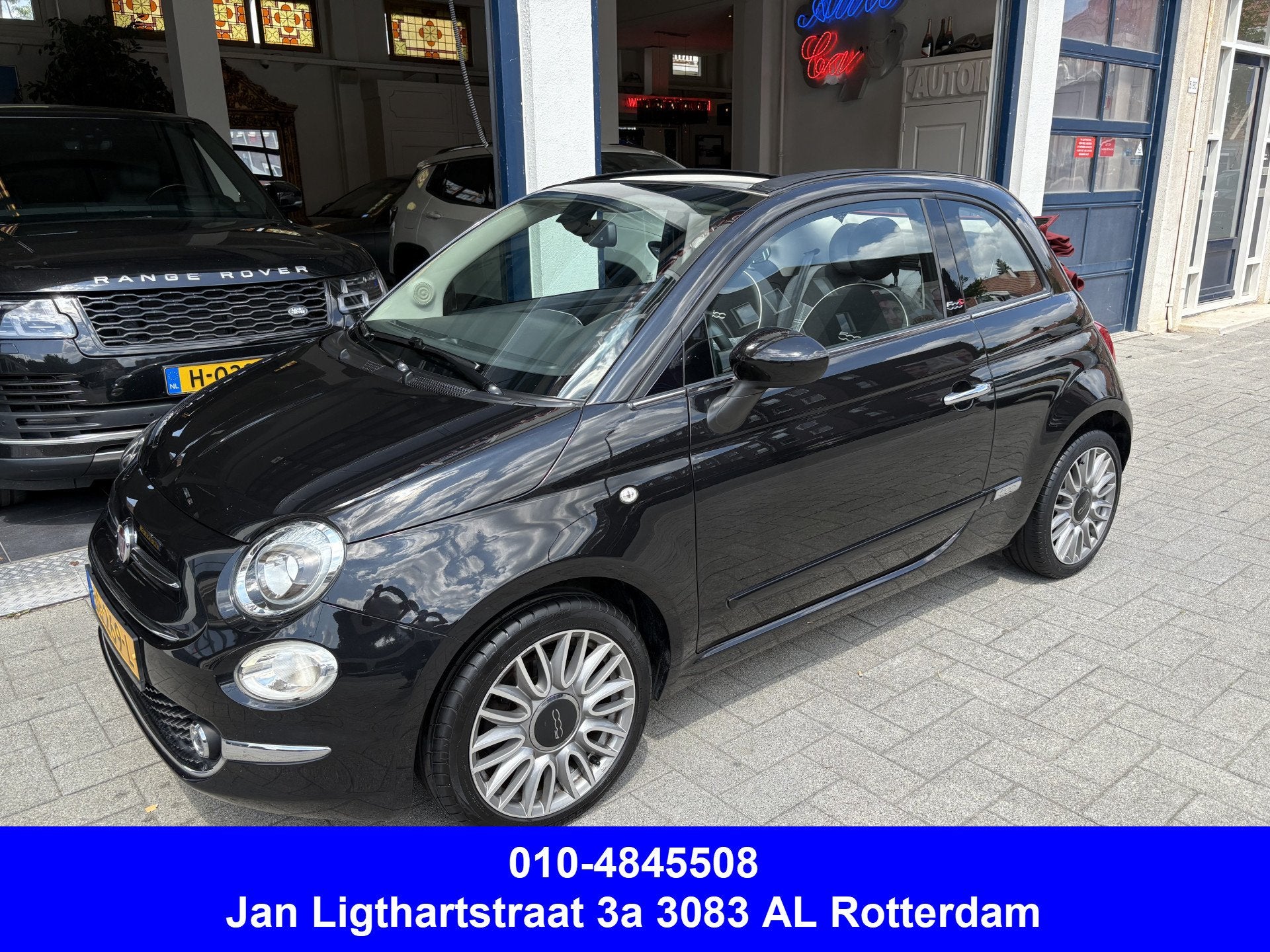 Fiat 500C 0.9 TwinAir Turbo Lounge CLIMA/NAVI/CARPLAY/LM VEL, Gebruikt, Cabriolet, Zwart, Origineel Nederlands