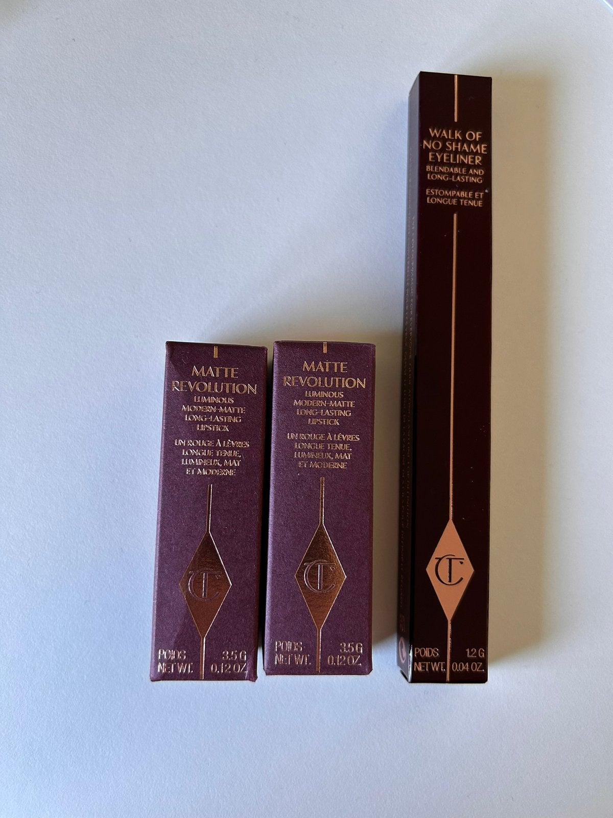 Charlotte Tilbury set in de tint “Walk of No Shame”, Ophalen of Verzenden, Nieuw, Rood, Lippen