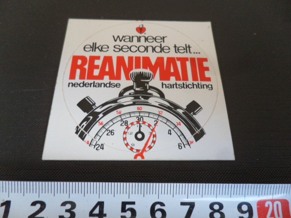 sticker Nedeerlandse Hartstichting REANIMATIE *, Verzamelen, Ophalen, Zo goed als nieuw