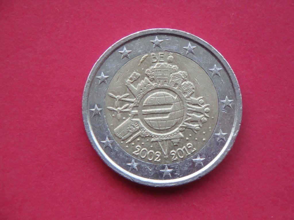 België munt 2 Euro tien jaar chartale Euro 2012., Postzegels en Munten, Verzenden, Overig, Losse munt