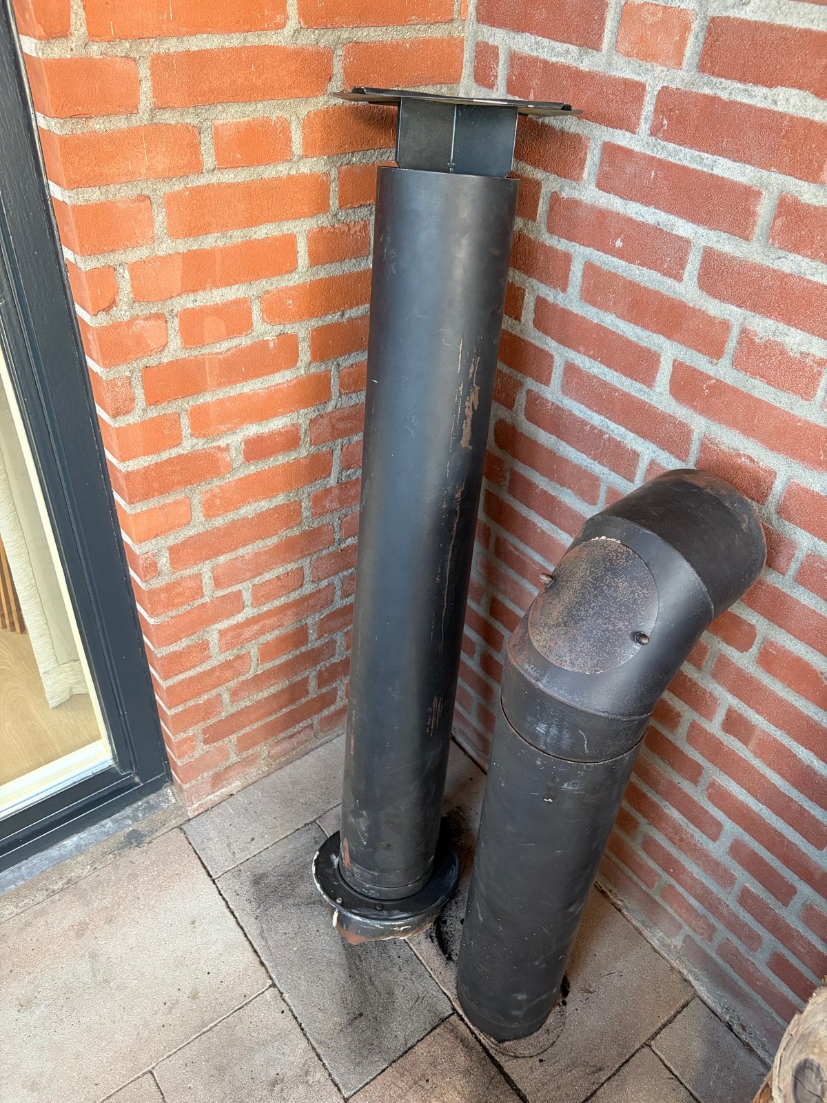 Kachelpijp 150mm 90 graden bocht met veegluikje, Ophalen, Overige typen, Nieuw, Minder dan 60 cm