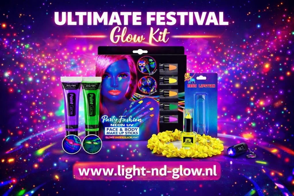 Ultimate Festival Glow Kit – Neon UV Make-up Set (Glow in th, Verzenden, Nieuw, Overige kleuren, Gehele gezicht