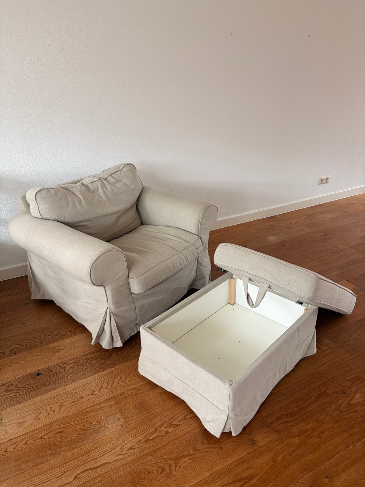 Comfortabele beige fauteuil - Ideaal voor ontspanning, Huis en Inrichting, Ophalen, Gebruikt, Stof, 75 tot 100 cm