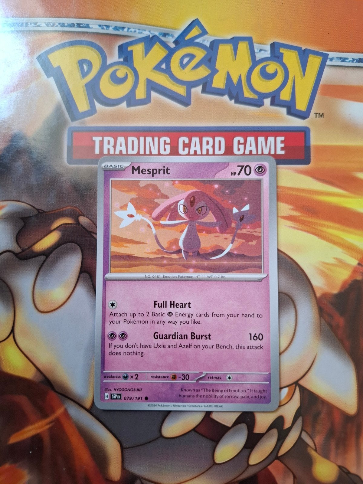 Mesprit 079/191 Surging Sparks pokemon kaart nm-mint, Ophalen of Verzenden, Zo goed als nieuw, Losse kaart