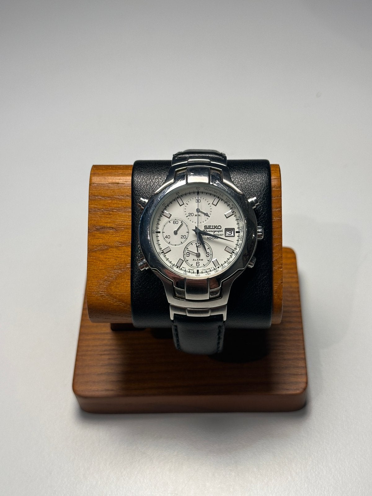 Seiko 7T32-7G80 Chronograaf & Alarm – Vintage Quartz, Ophalen of Verzenden, Gebruikt, Leer, Seiko