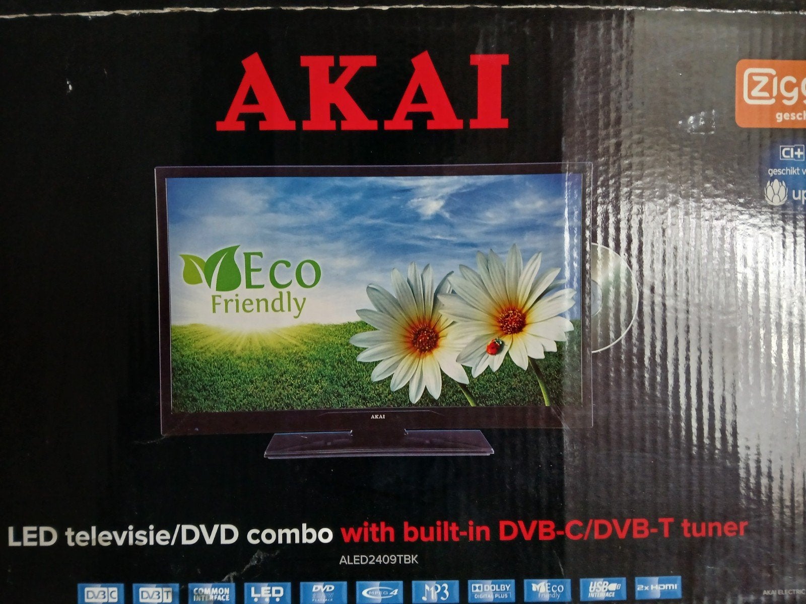 AKAI LED TV/DVD combo ALED2409TBK - 60 cm, 50 Hz, HD Ready (720p), 40 tot 60 cm, Ophalen