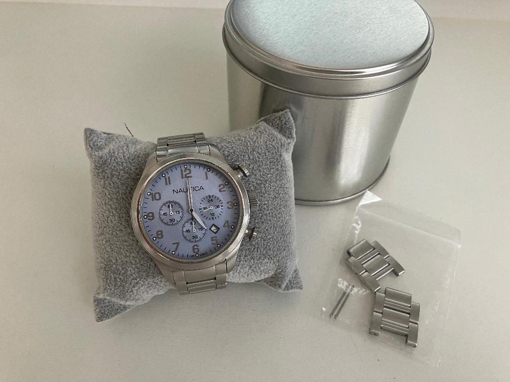 Nautica Heren Horloge N17647G – zilver/blauw, Overige merken, Staal, Staal, Polshorloge