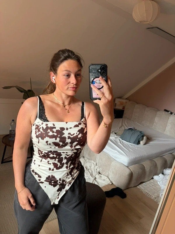 Amisu Body, Koeienprint, maat L, Amisu, Verzenden, Wit, Body of Korset