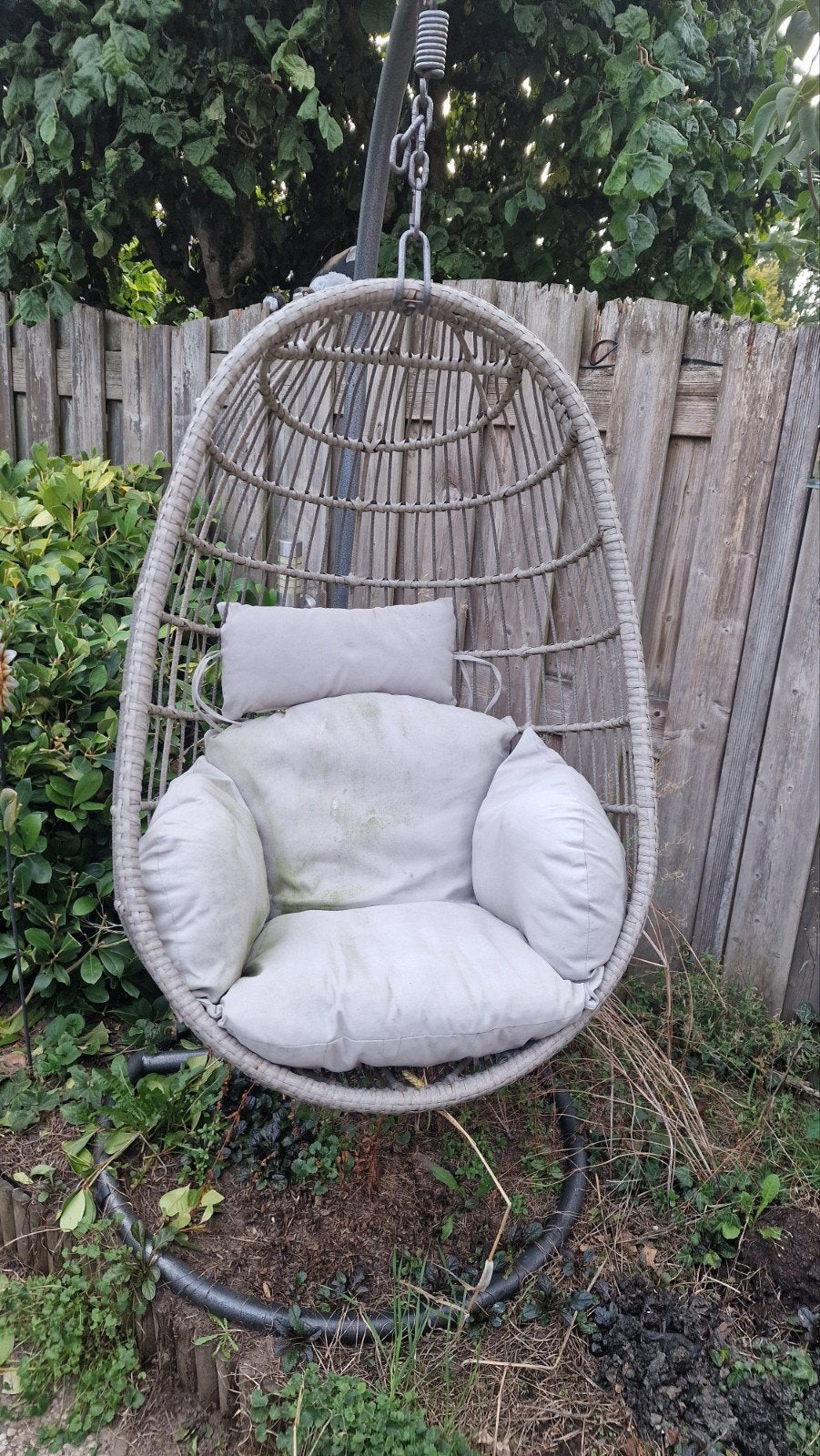 Egg chair - Kussens verkleurd, rits kapot, Ophalen, Gebruikt, Met standaard, Eenpersoons