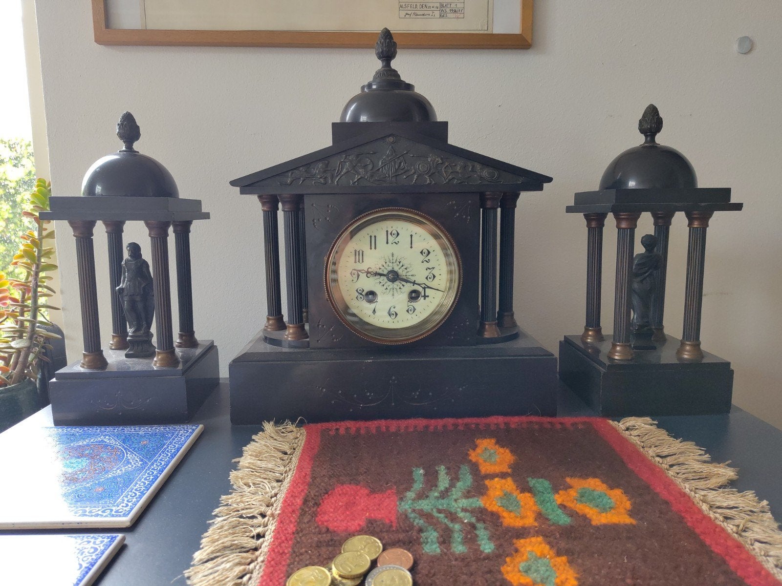 Antieke pendule met ornamenten, Antiek en Kunst, Ophalen