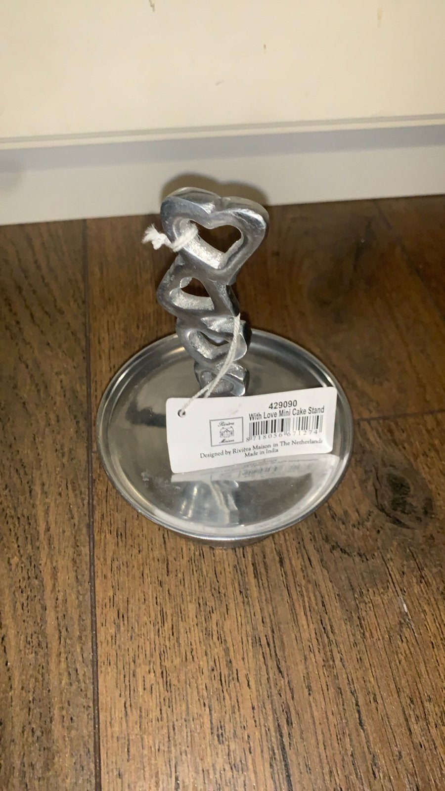 Rivièra Maison 'With Love' Mini Cake Stand Etagère, Met standaard, Metaal, Taartplateau, Ophalen of Verzenden