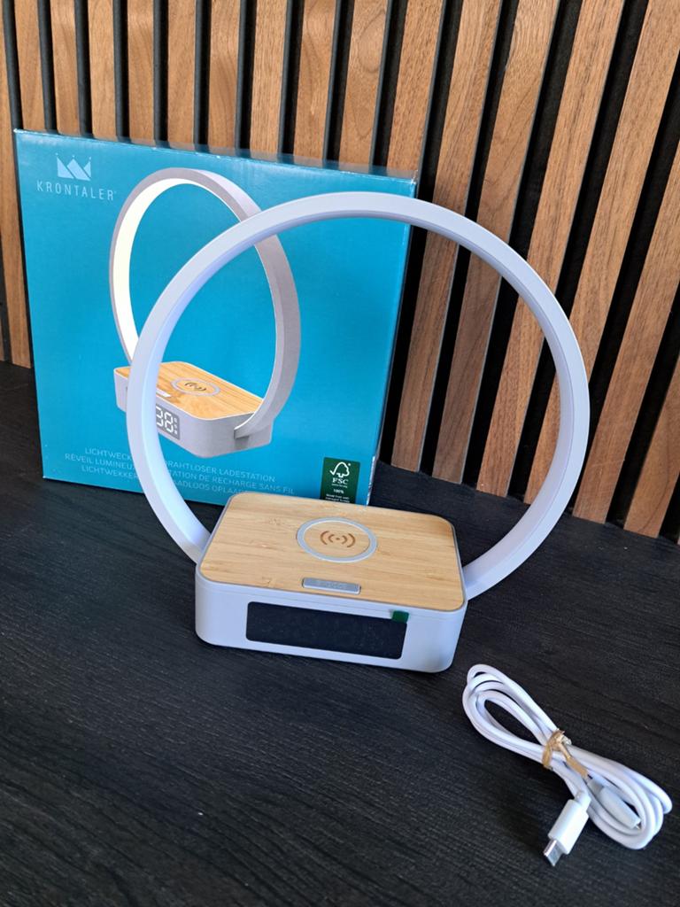 Wake-up-light met ingebouwde wekker en draadloze oplader, Ophalen of Verzenden, Nieuw