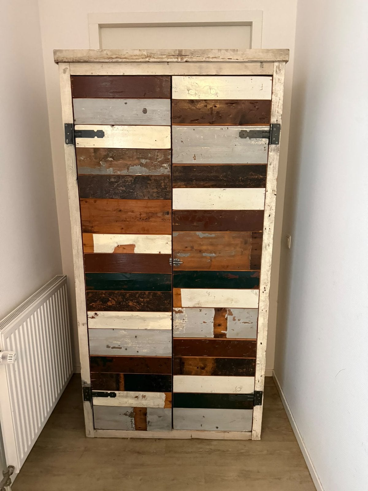 kledingkast handgemaakt in Piet Hein Eek stijl, Ophalen, Gebruikt, 100 tot 150 cm, 200 cm of meer