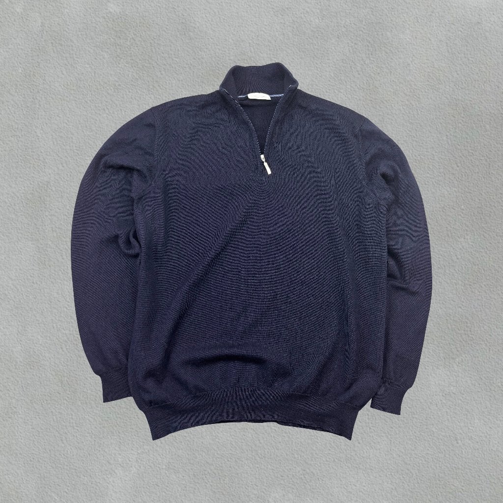 (1308) Navy Profuomo Half Zip - Heren M - Zeer goed, Kleding | Dames, Schoenen, Nieuw, Sneakers of Gympen, Blauw, Ophalen of Verzenden