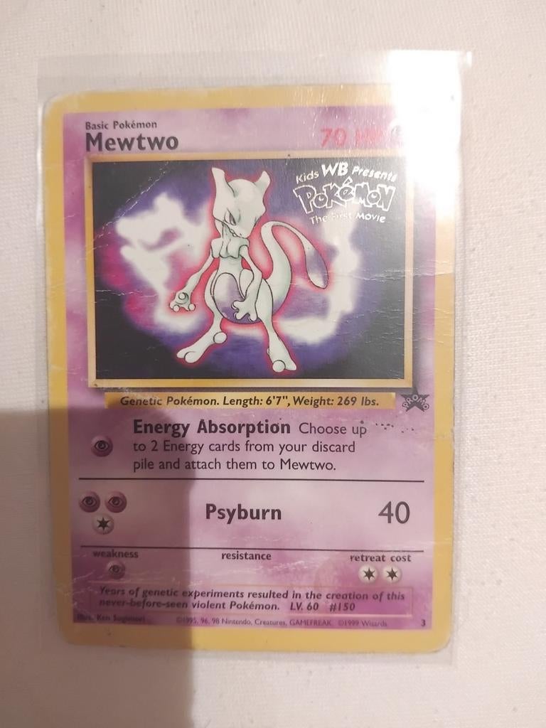 Mewtwo Pokémon kaart - Kids WB Presents The First Movie, Ophalen of Verzenden, Gebruikt, Losse kaart