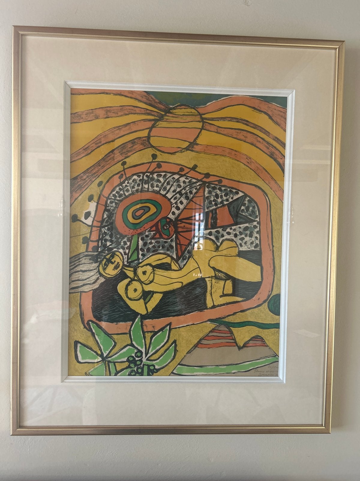 Lithografie Corneille - Femme et oiseau (1977), Gelimiteerde oplage, Ophalen of Verzenden, Personages en Fantasiefiguren, Lithografie