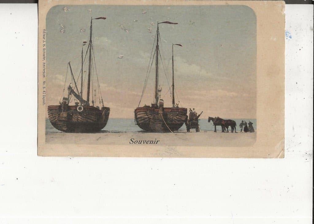 Scheveningen Bomschuiten klaar om uit te varen, Ophalen of Verzenden, Voor 1920, Ongelopen, Zuid-Holland