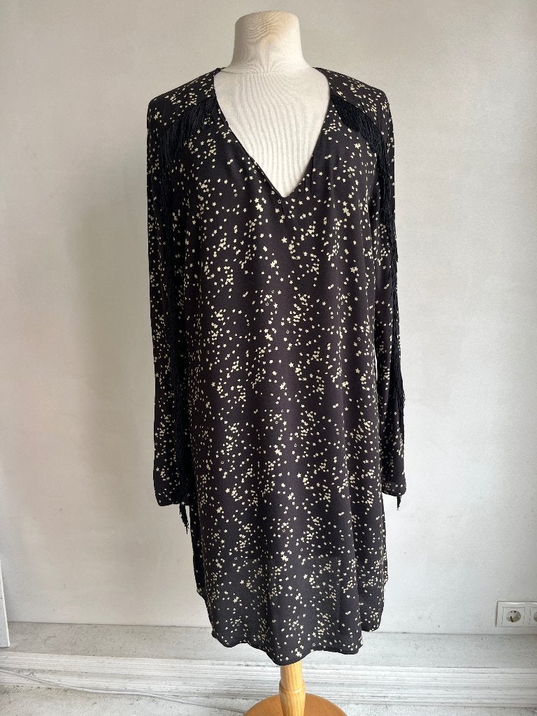 scotch & soda jurk blauw sterren beige maat 3 jurk, Maat 42/44 (L), Scotch & Soda, Zo goed als nieuw, Knielengte